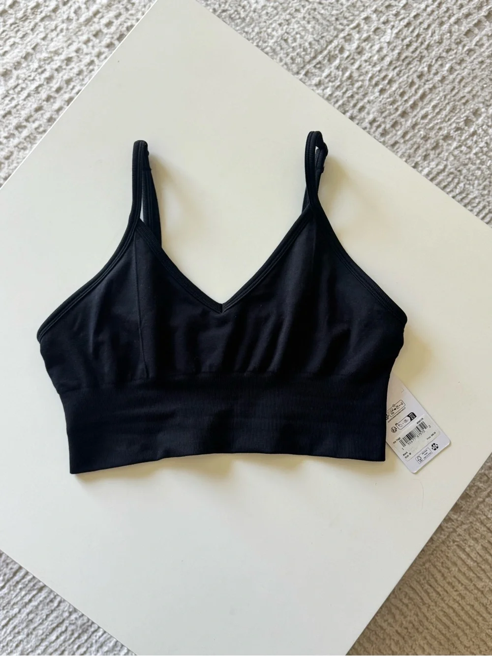 ALO Yoga Black V-Neck Seamless Bralette